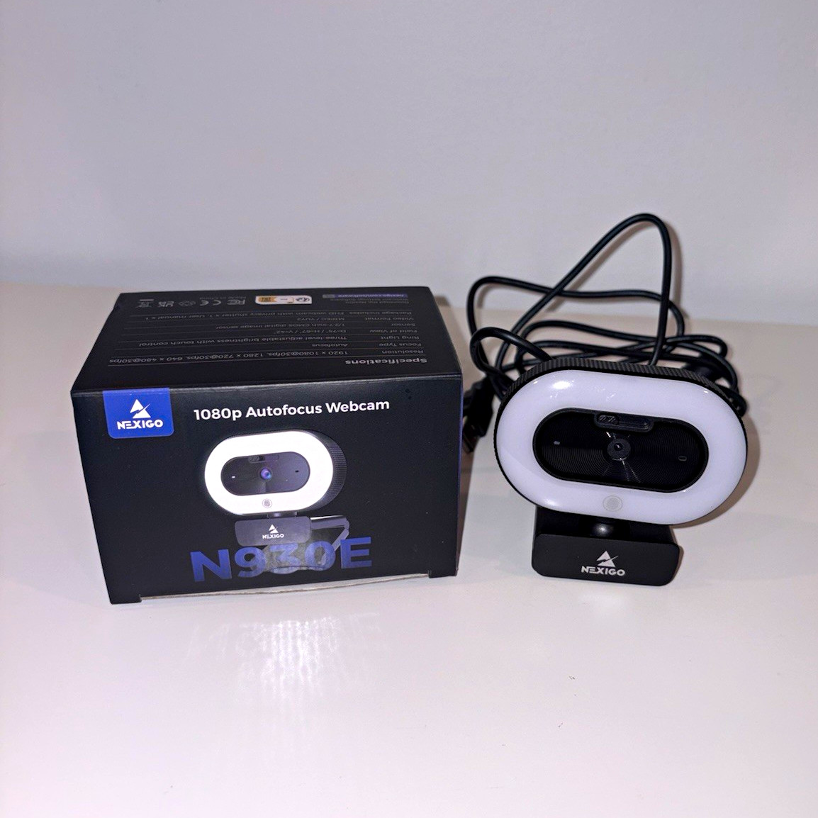NexiGo N930E Autofocus Webcam 1080p 30 fps 1920x1080 Black/White
