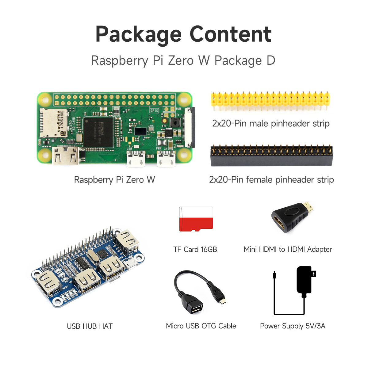 Raspberry Pi Zero W Kit with Waveshare Accessory, Built-in WiFi and Bluetooth
