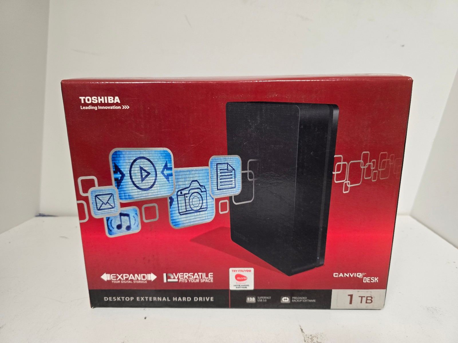 Toshiba 1TB Canvio Desk Desktop External Hard Drive (Black/Black) (HDWC110XK3J1)