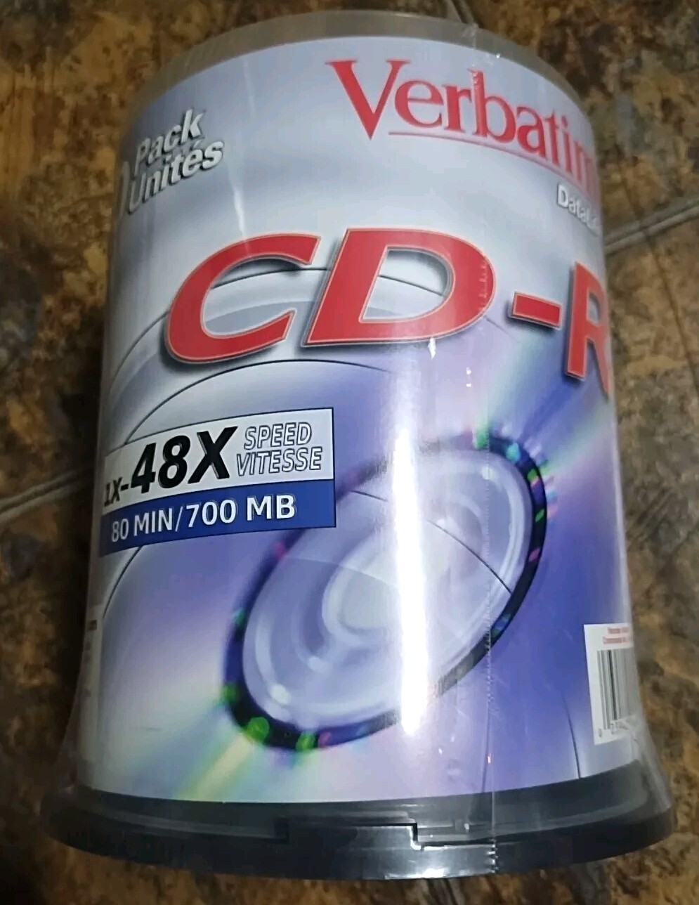 New Sealed Verbatim 94554 700MB 52x CD-R Disc - Pack of 100
