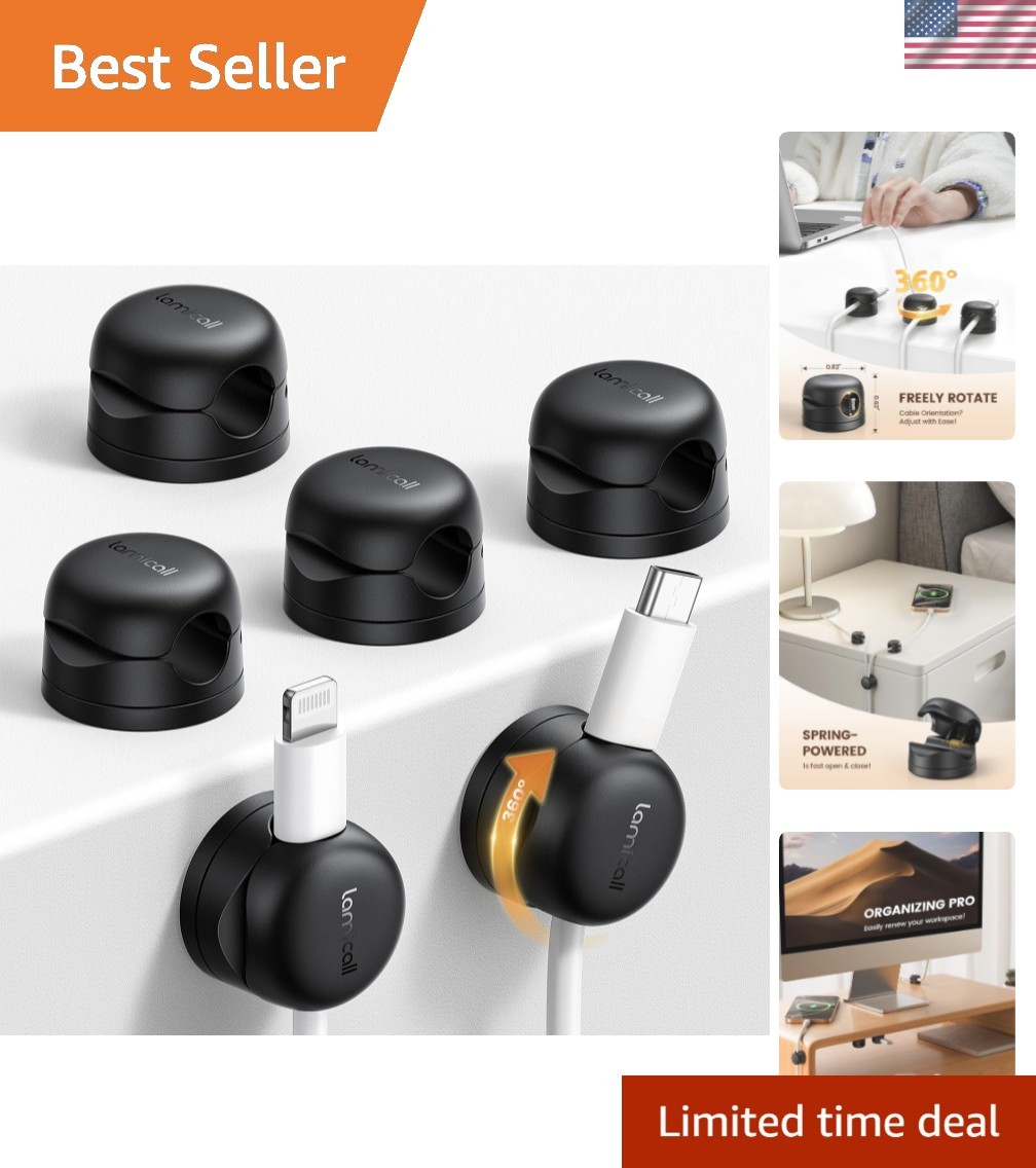6 Pack Rotatable Cord Organizer, 1s Lock Spring Cable Holder Clips | Nightsta...