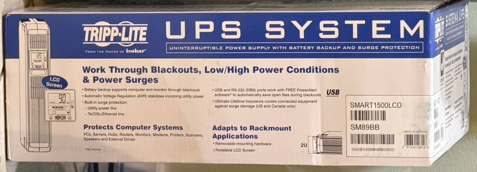 Tripp Lite SmartPro SMART1500LCD 1500VA 900W UPS Battery Backup