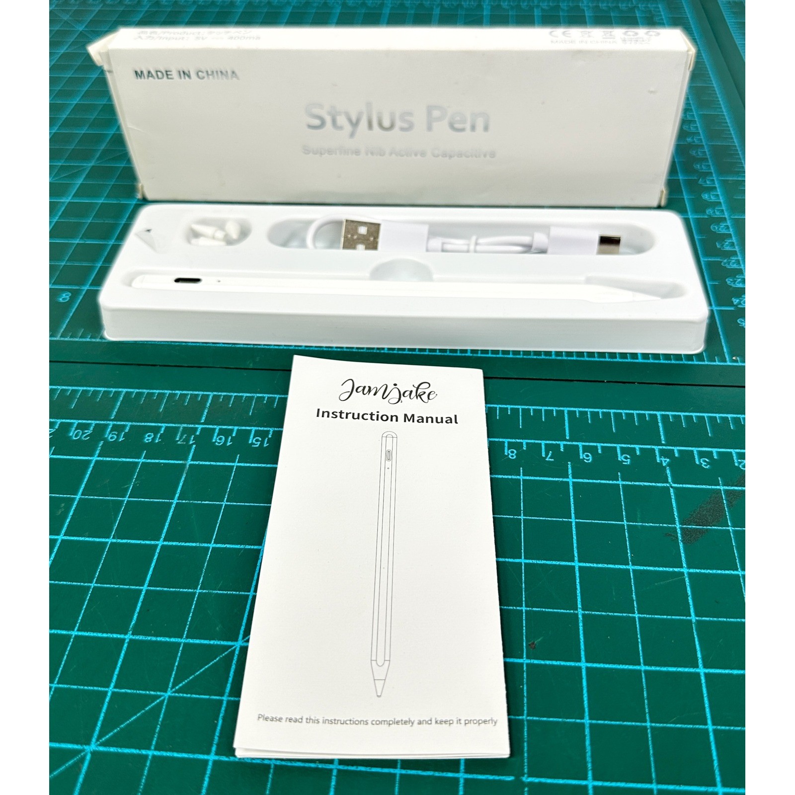 Jamjake Stylus Pen White Active Capacitive Superfine Nib for iPad W Tips USB-C