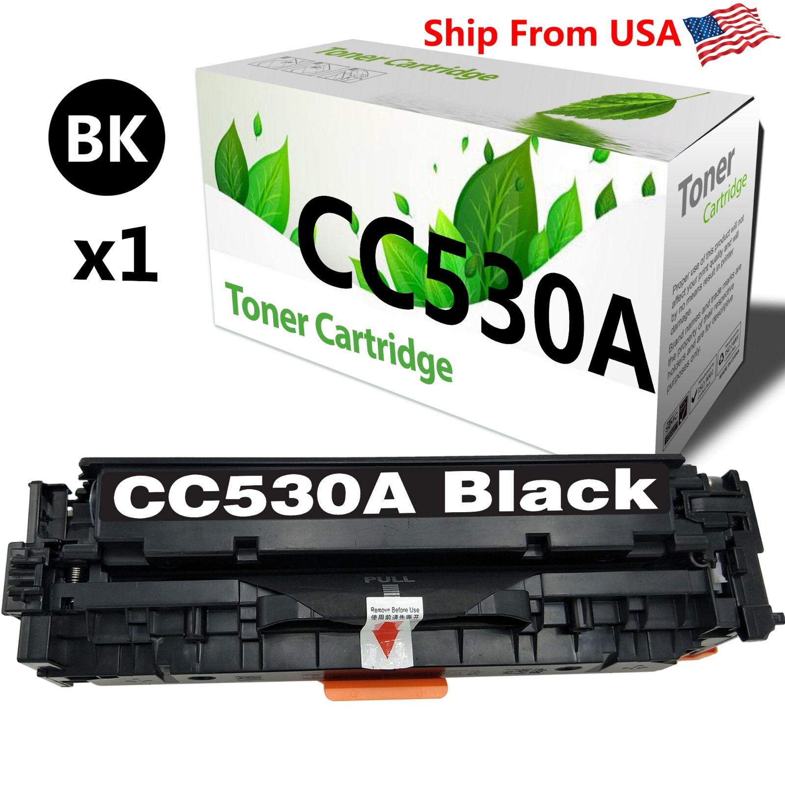 1-Pack 304A CC530A Black Toner Cartridge for CP2025 CM2320fxi Printer