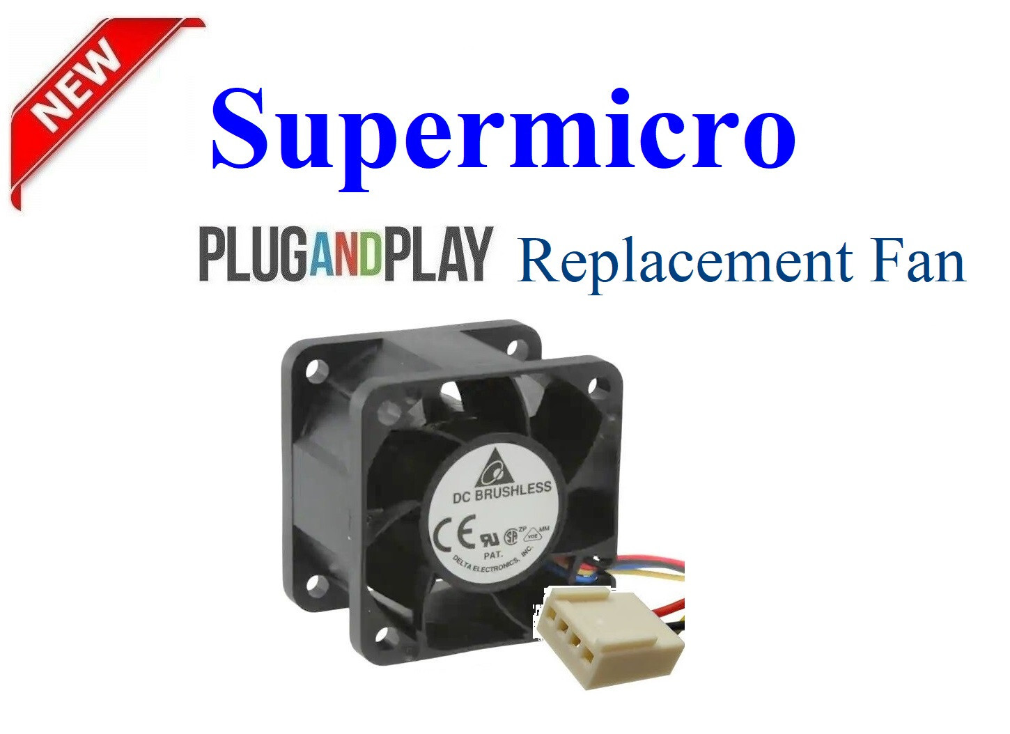 1x Replacement Fan for Supermicro E300-9D-4CN8TP  40x28mm 4-Pin