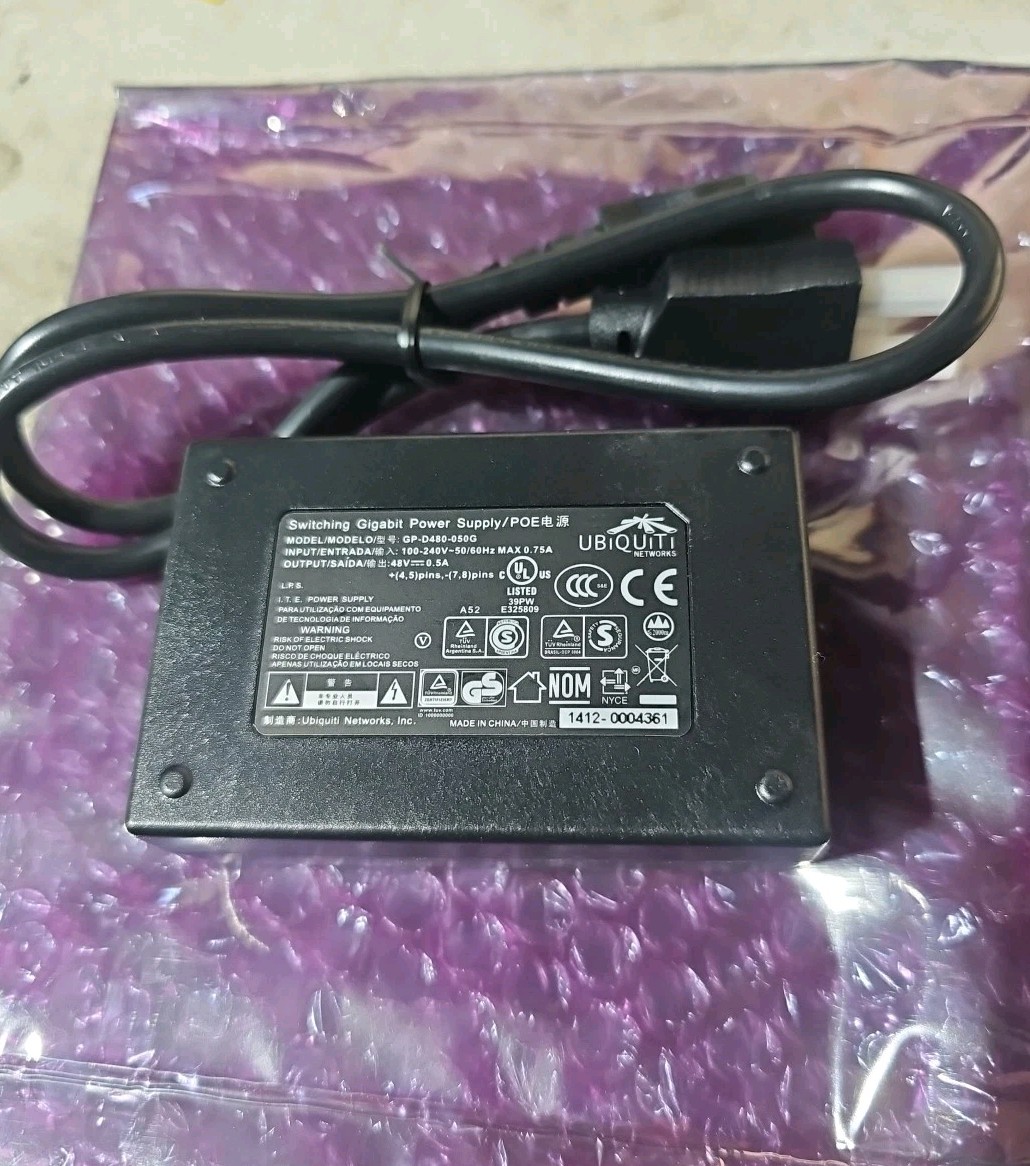Genuine Ubiquiti GP-D480-050G Switching Gigabit PoE Adapter 48V 0.5A.   #w16