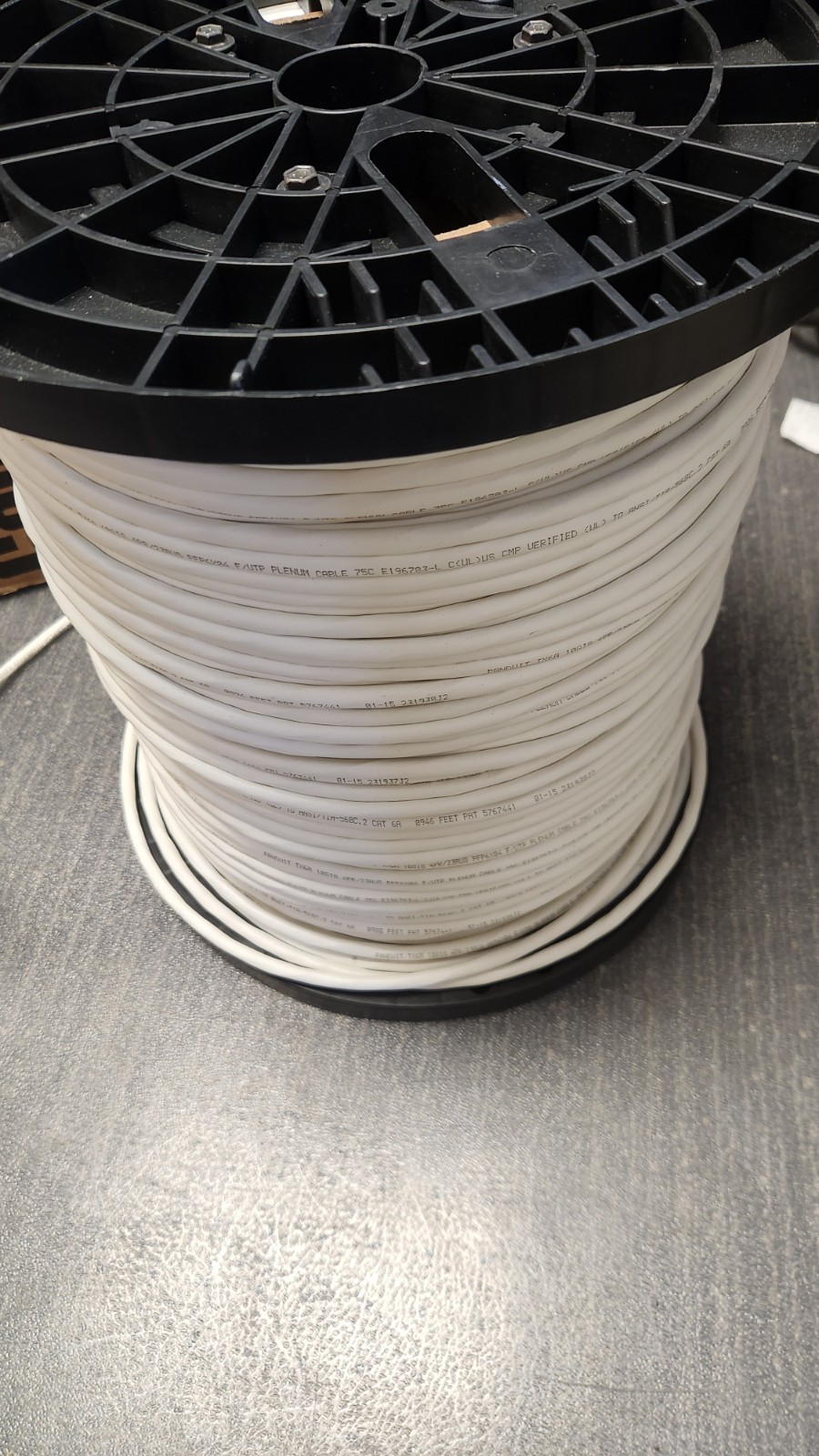Panduit TX6A 10G Cat 6A Plenum UTP, CMP 4/23 AWG, White - 1000Ft