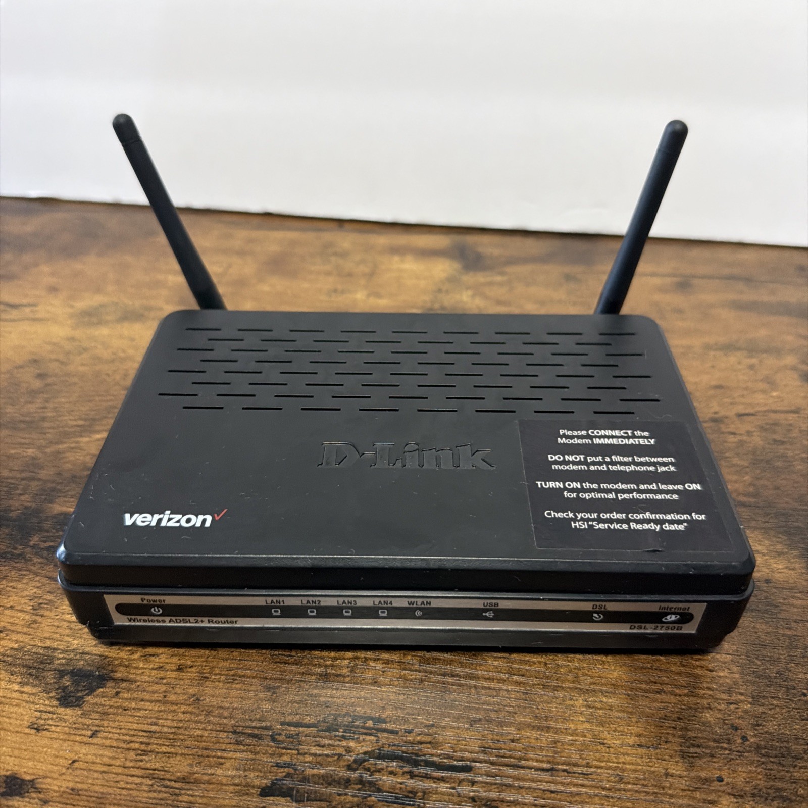 D Link High Speed Internet DSL Wireless Modem Router DSL-2750B - No power cord