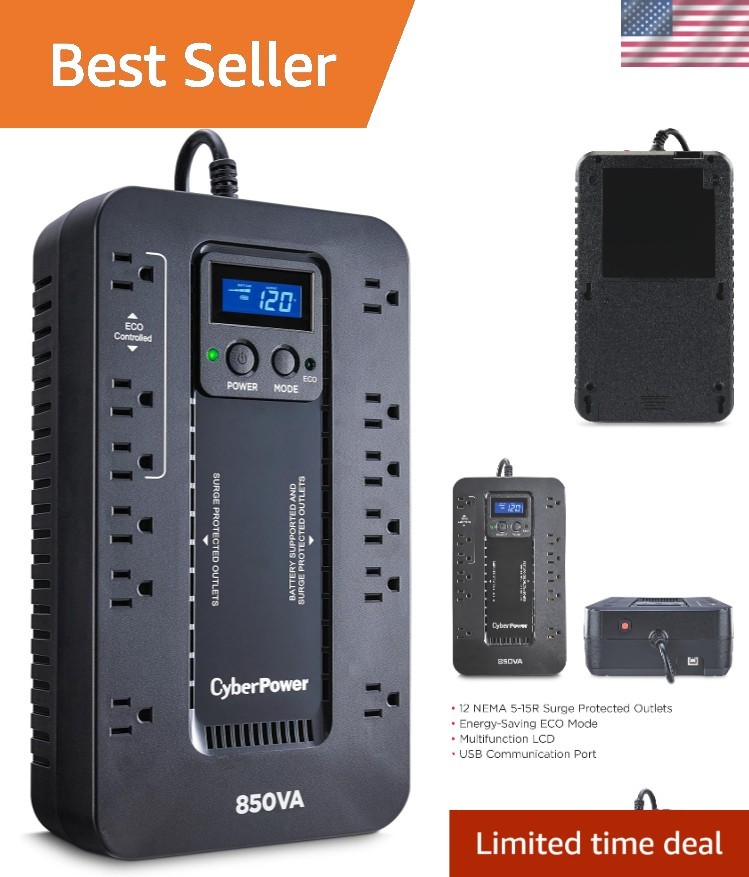 EC850LCD Ecologic UPS Battery Backup and Surge Protector