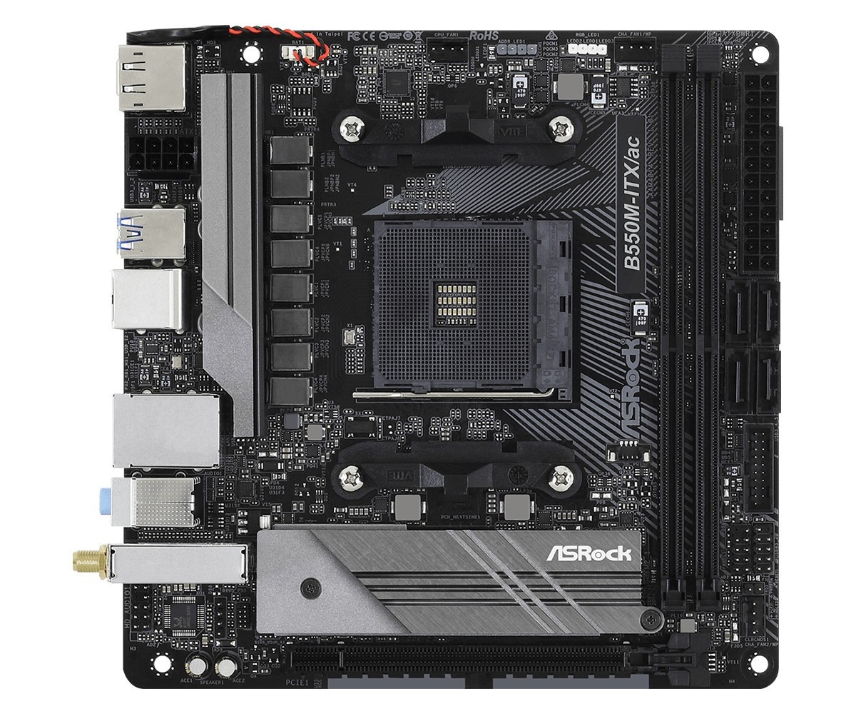 ASRock B550M-ITX/ac Motherboard AMD B550 AM4 DDR4 M.2 Ryzen Mini-ITX USB 3.2 DP