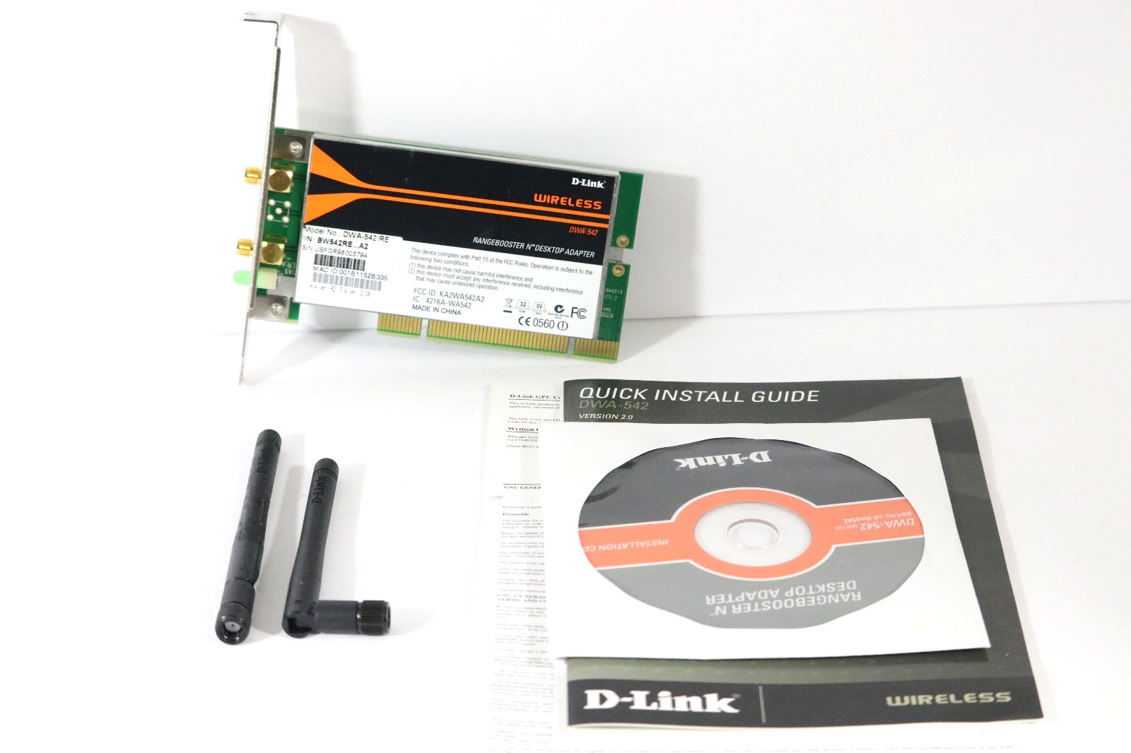 D-Link DWA-542 RangeBooster Desktop PCI Wireless Adapter
