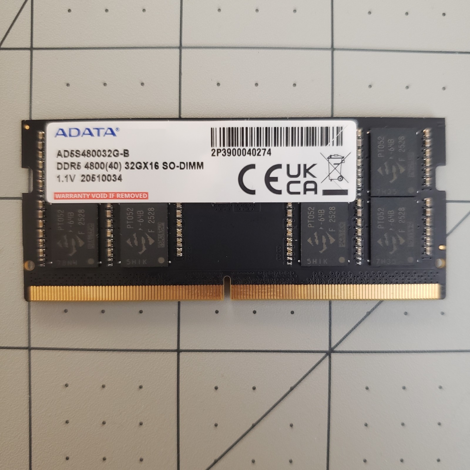 ADATA 32GB 1x32GB DDR5 4800 CL40 SO-DIMM Laptop Memory RAM