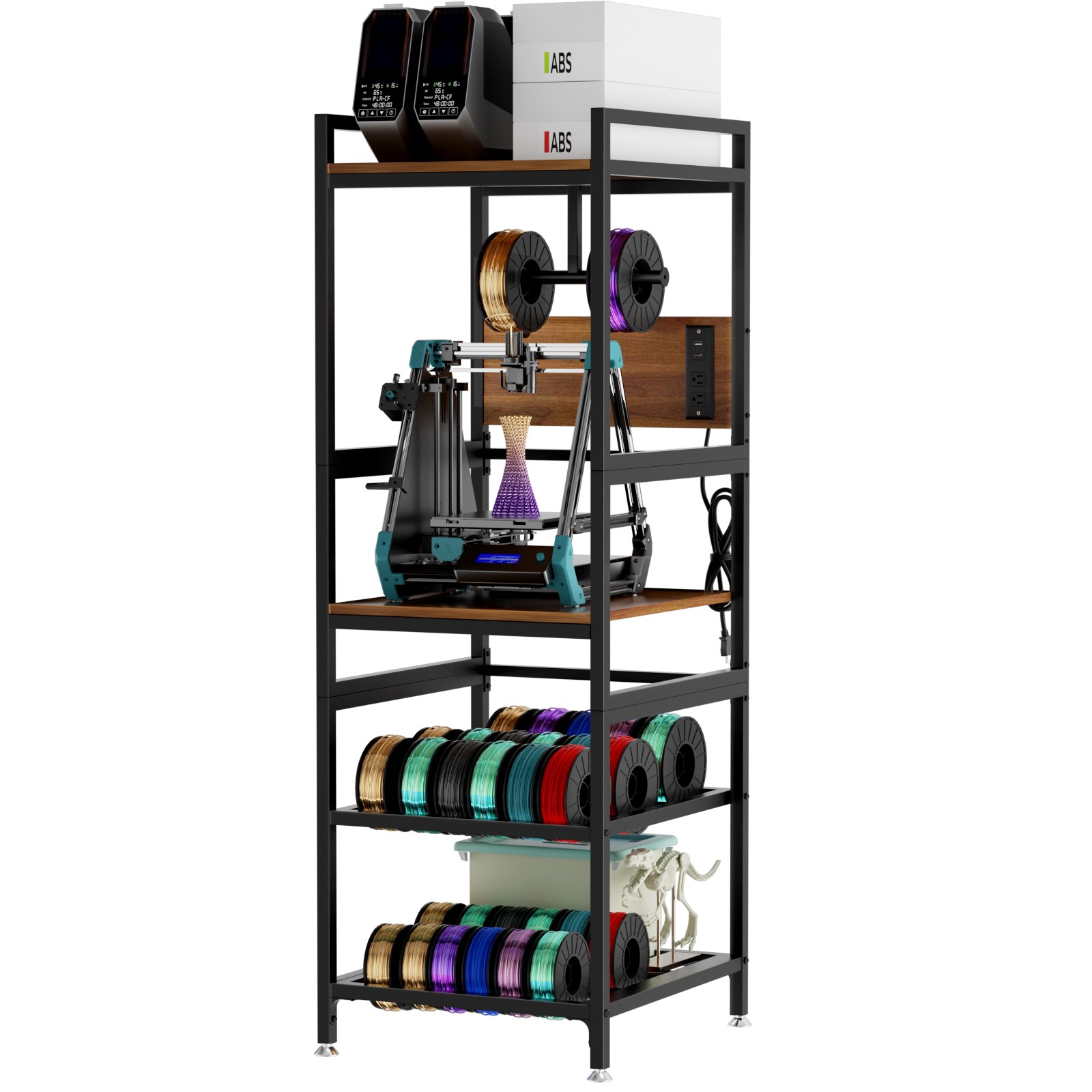 3D Printer Stand Heavy Duty Metal Workstation with Filament Storage