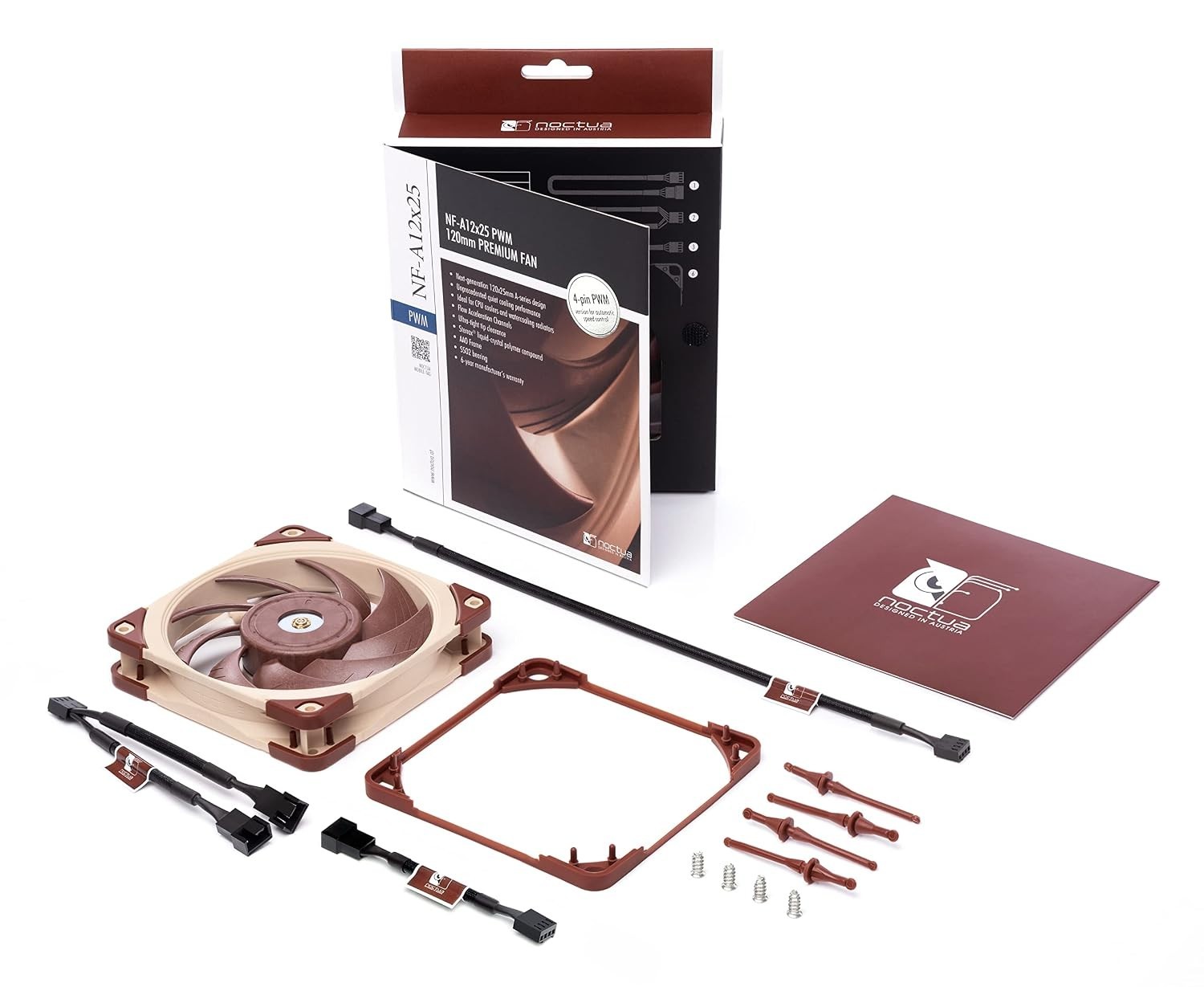 Noctua NF-A12x25 G2 PWM, High-Performance Quiet Fan 120mm Accessory Kit 2000rpm