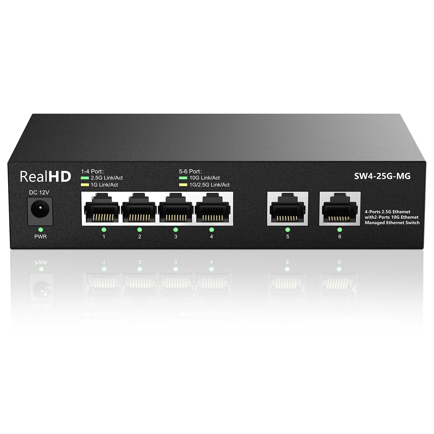 10Gb RJ-45 Ethernet Network Switch Web Managed, 2 x 10Gb RJ45 Ports, 4 x 2.5G...