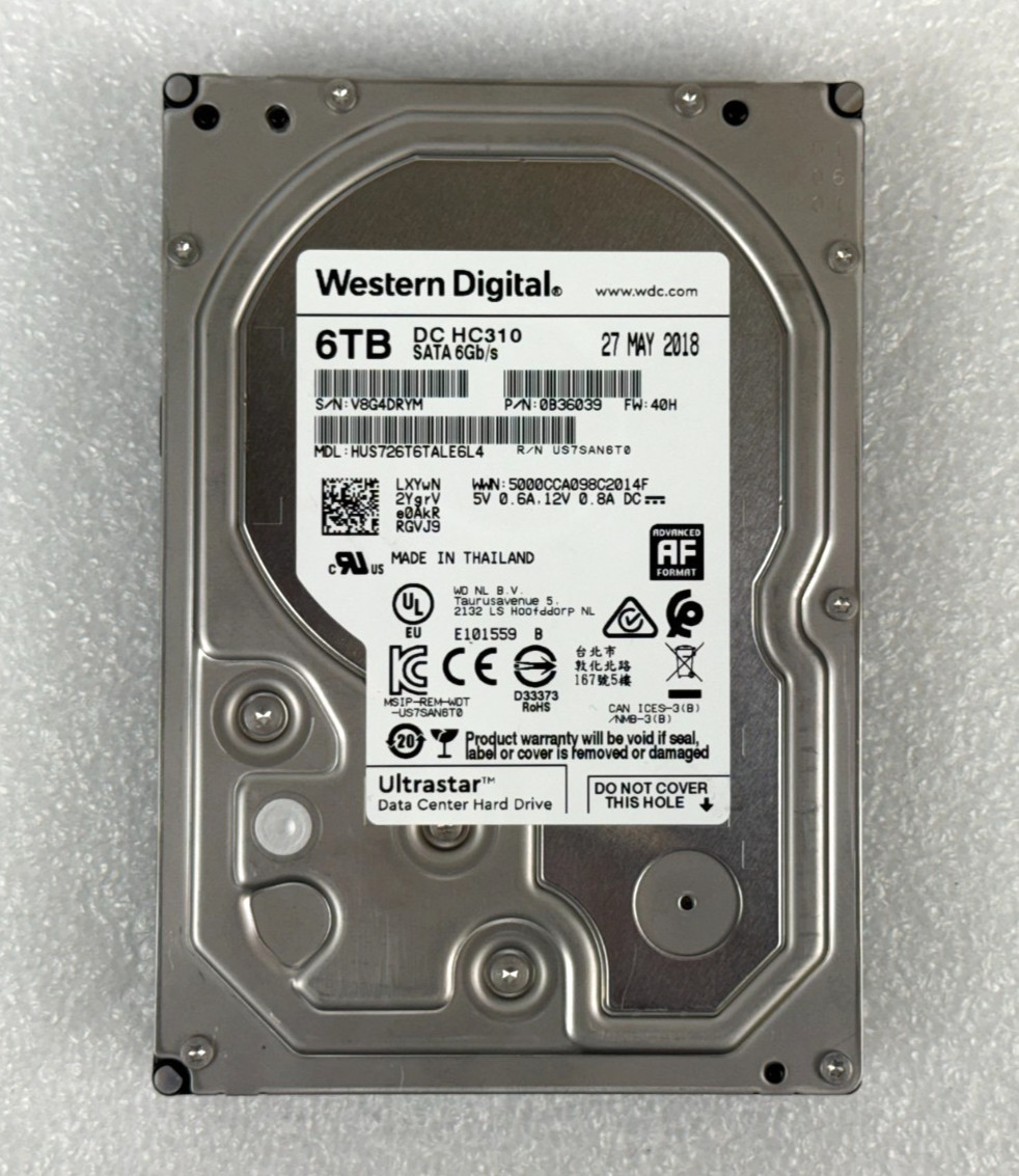 Western Digital DC HC310 HUS726T6TALE6L4 6TB 7.2K 6Gb/s SATA 3.5" Hard Drive HDD