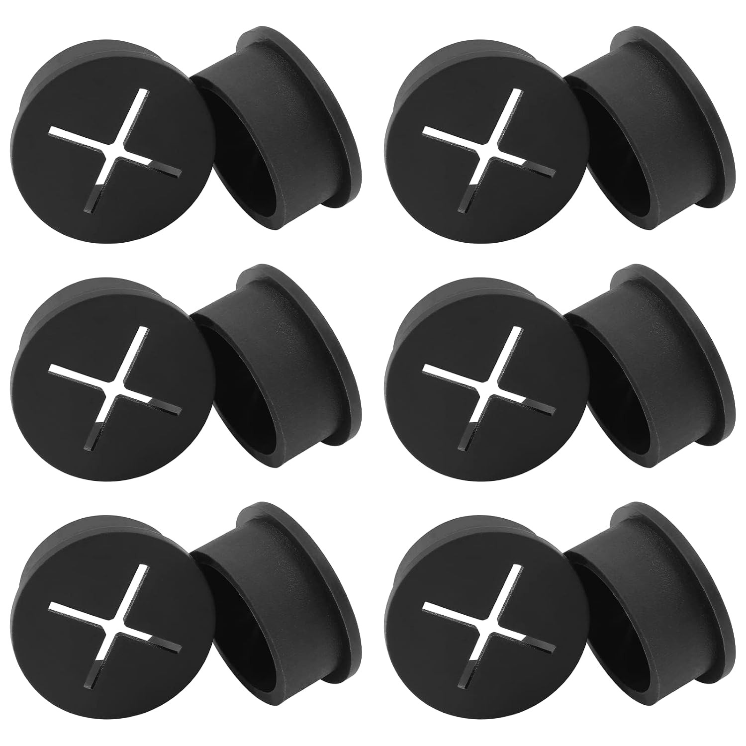 1 Inch Cable Grommet, Black, 12Pcs