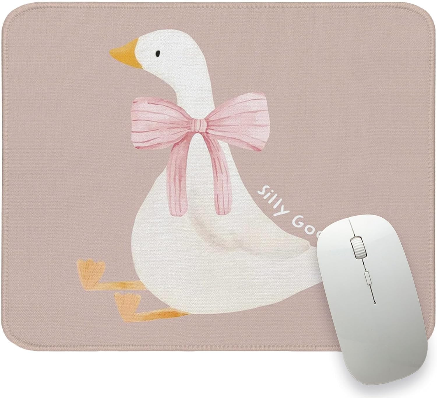 Cute Mouse Pad, Funny Pink Bow Travel Mouse Pads, Duck Goose Small Mouse Pad Cut