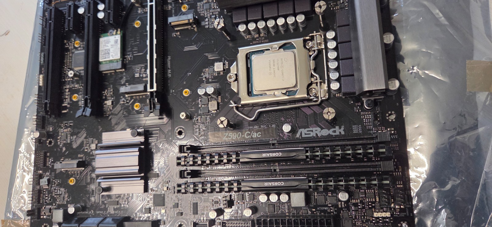 ASRock Z590-C/ac Motherboard + Intel i7 11700F CPU + 32GB RMA + 120 AIO combo