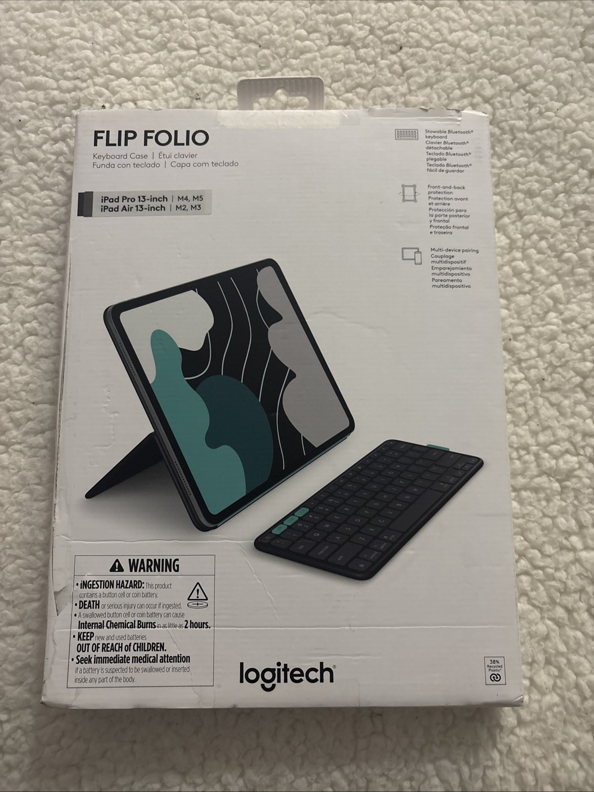 Logitech Flip Folio Keyboard Case for iPad Pro 13" 920-013367 NEW