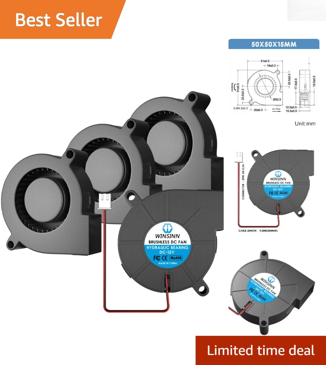 Compact 50mm 12V Blower Fan - Efficient Cooling & Ventilation for Tight Spaces