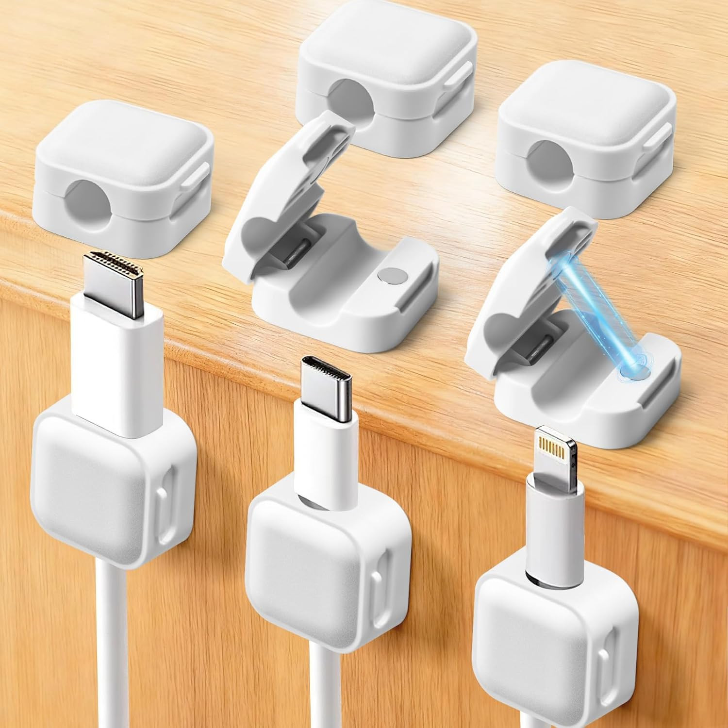 8-Pack Magnetic Cable Clips, Cord Organizer,