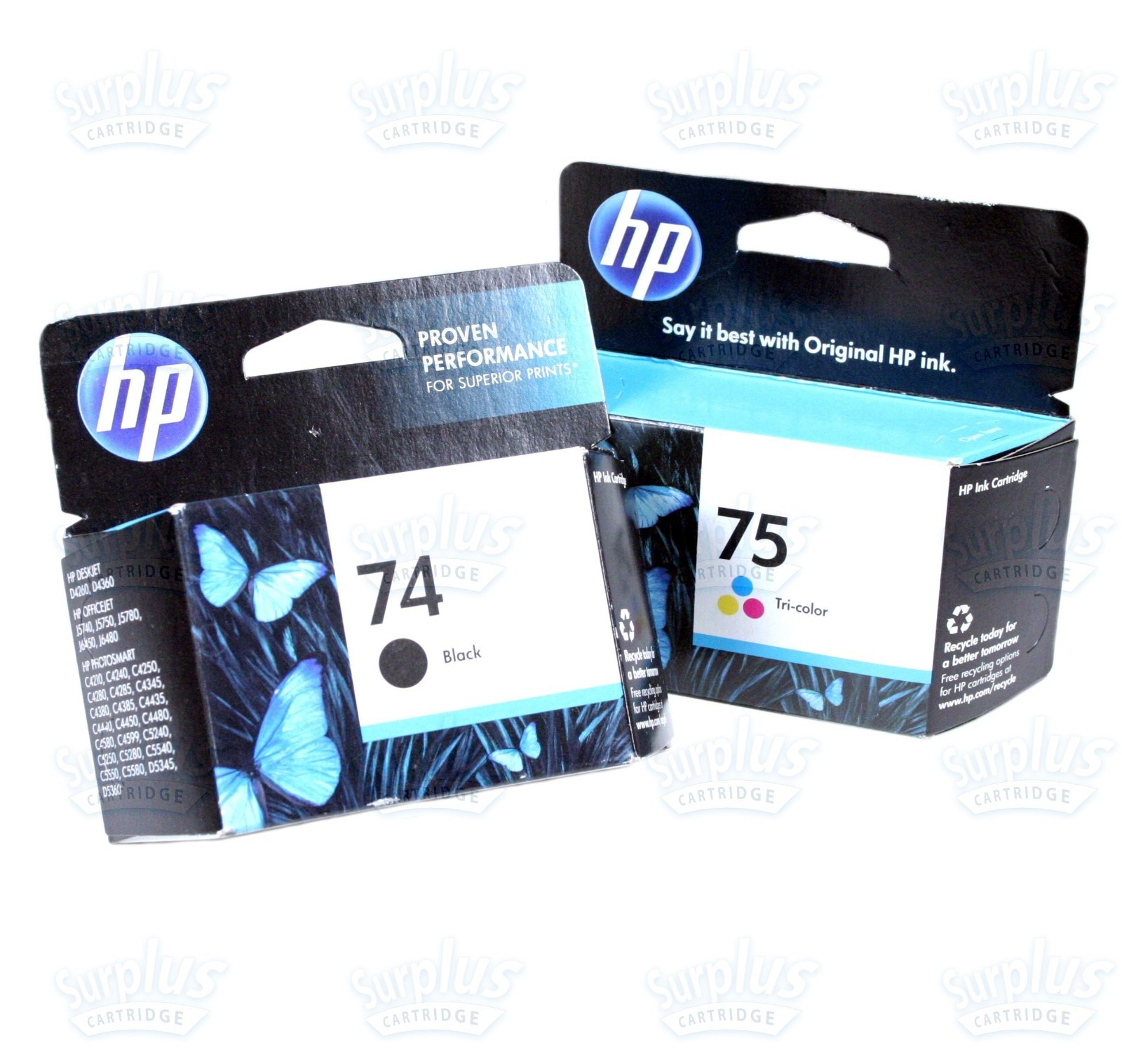 2pk Genuine HP 74 & 75 BK/C J5730 J5740 C4210 C4410 D5360 D5315 C5280 D4260
