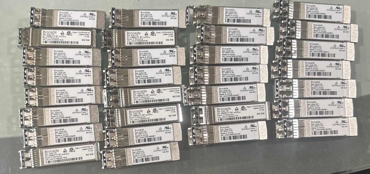 LOT OF 30 BROCADE 57-1000117-01 8GB FC SW SFP 850NM FIBER TRANSCEIVER MODULE