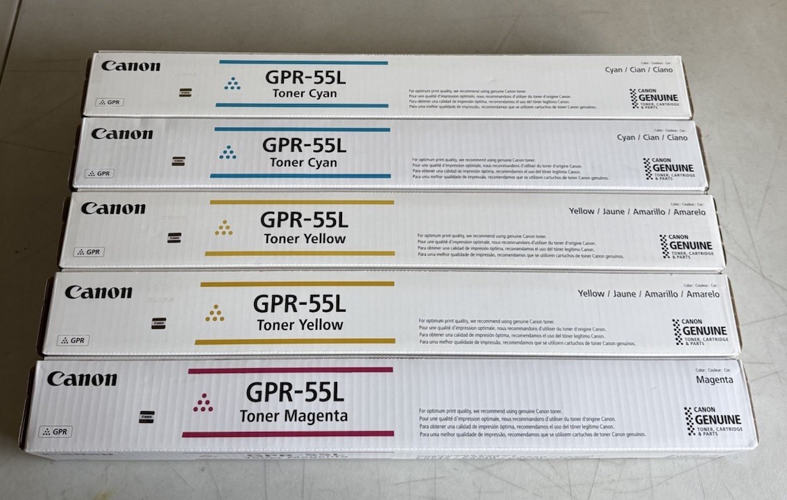 Canon GPR-55L Toner Cartridges Cyan, Yellow & Magenta, Sealed, Lot of 5 Genuine