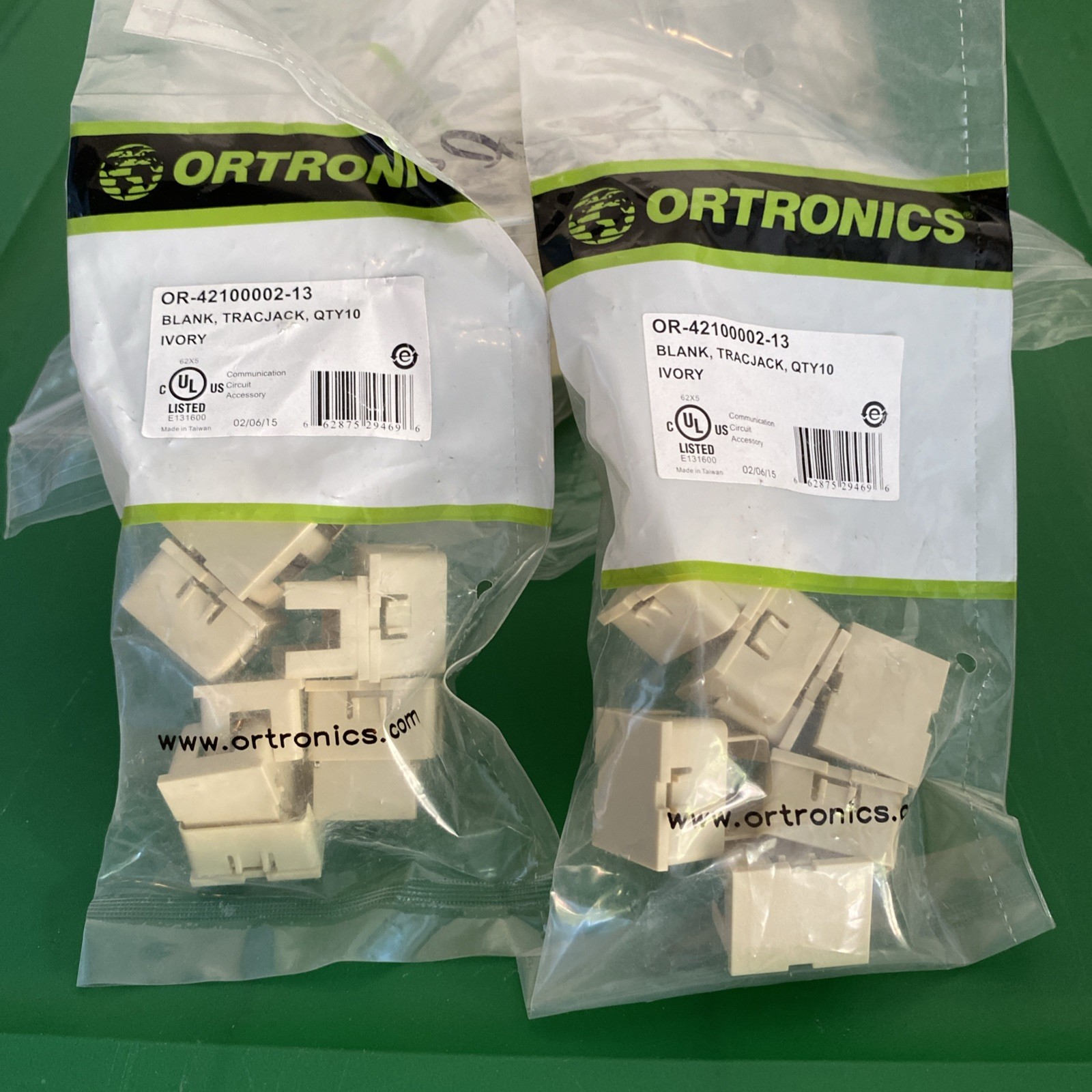 Ortronics - OR-42100002-13 - TracJack - Blank - IVORY -110- 11 Packs of 10 NEW