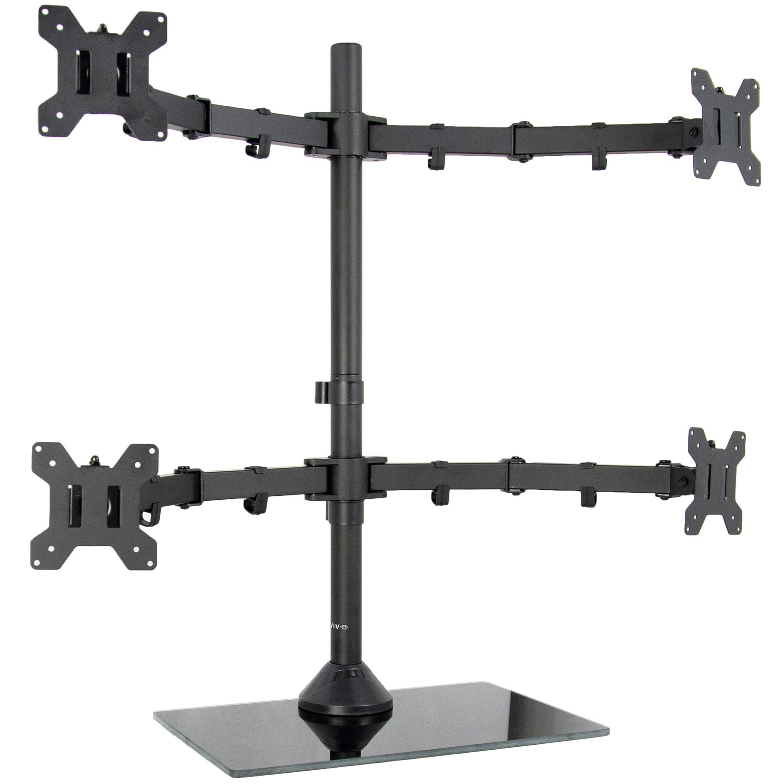 VIVO Quad Monitor Desk Stand Mount Freestanding Glass Base | 4 Screens up to 27"