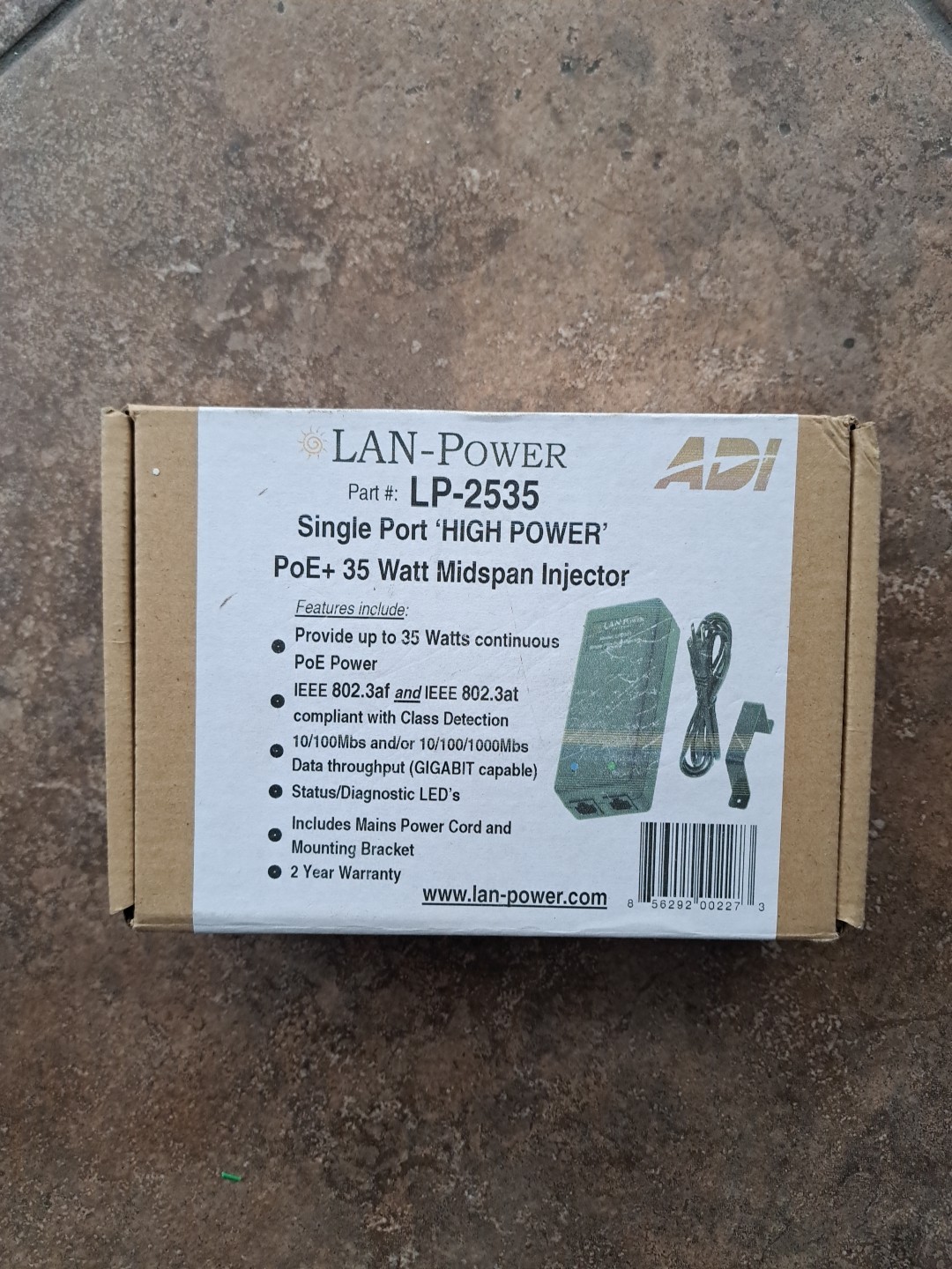 LAN POWER SINGLE PORT HIGH POWER POE+ MIDSPAN INJECTOR