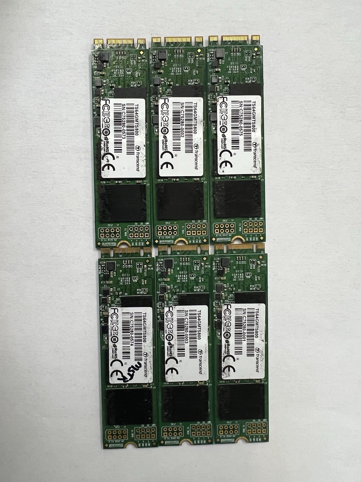 Lot of (6) Transcend TS64GMTS800 64 GB M.2 80mm Solid State Drive