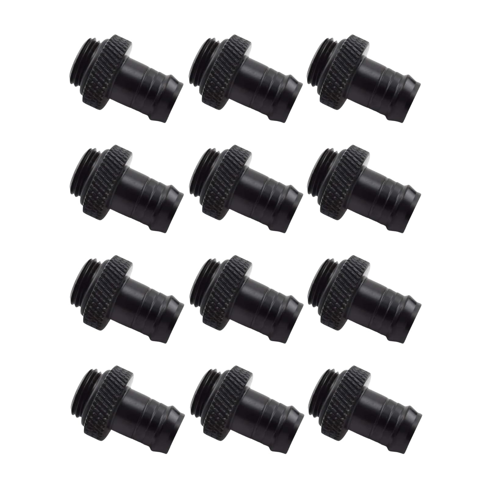 12 PCS G1/4 To 3/8" Black Barb Fitting Adapter Soft Tubing PC Water Cooling