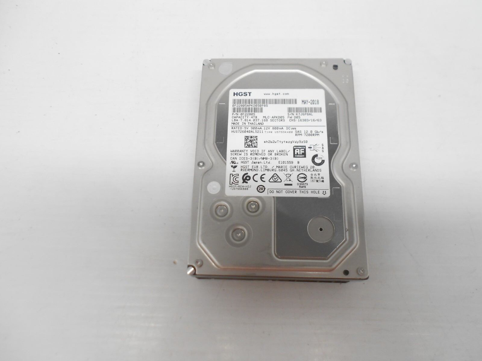HGST HUS726040AL5211 4TB 3.5" SAS 12Gbs 12G Server Storage Hard Drive Dell HP