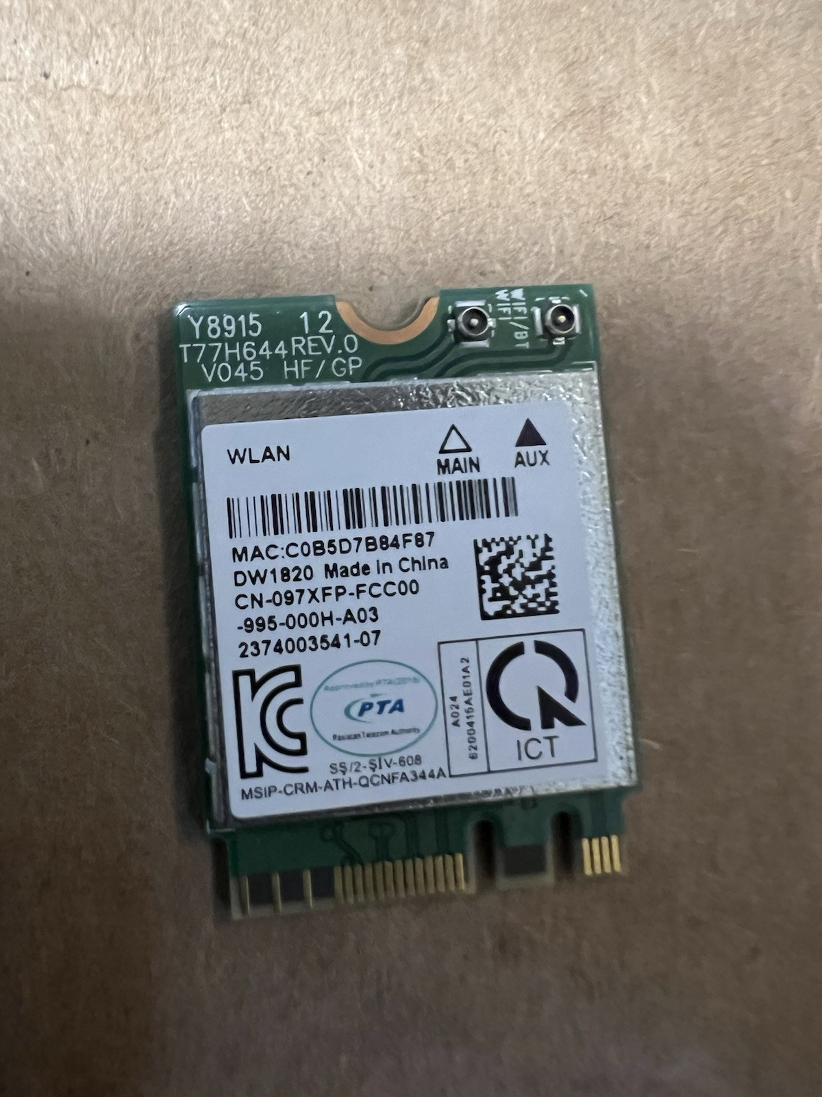 OEM Atheros Killer 1535 QCNFA364A  802.11ac BT NGFF T77H643.01 0C08-00NY0PB