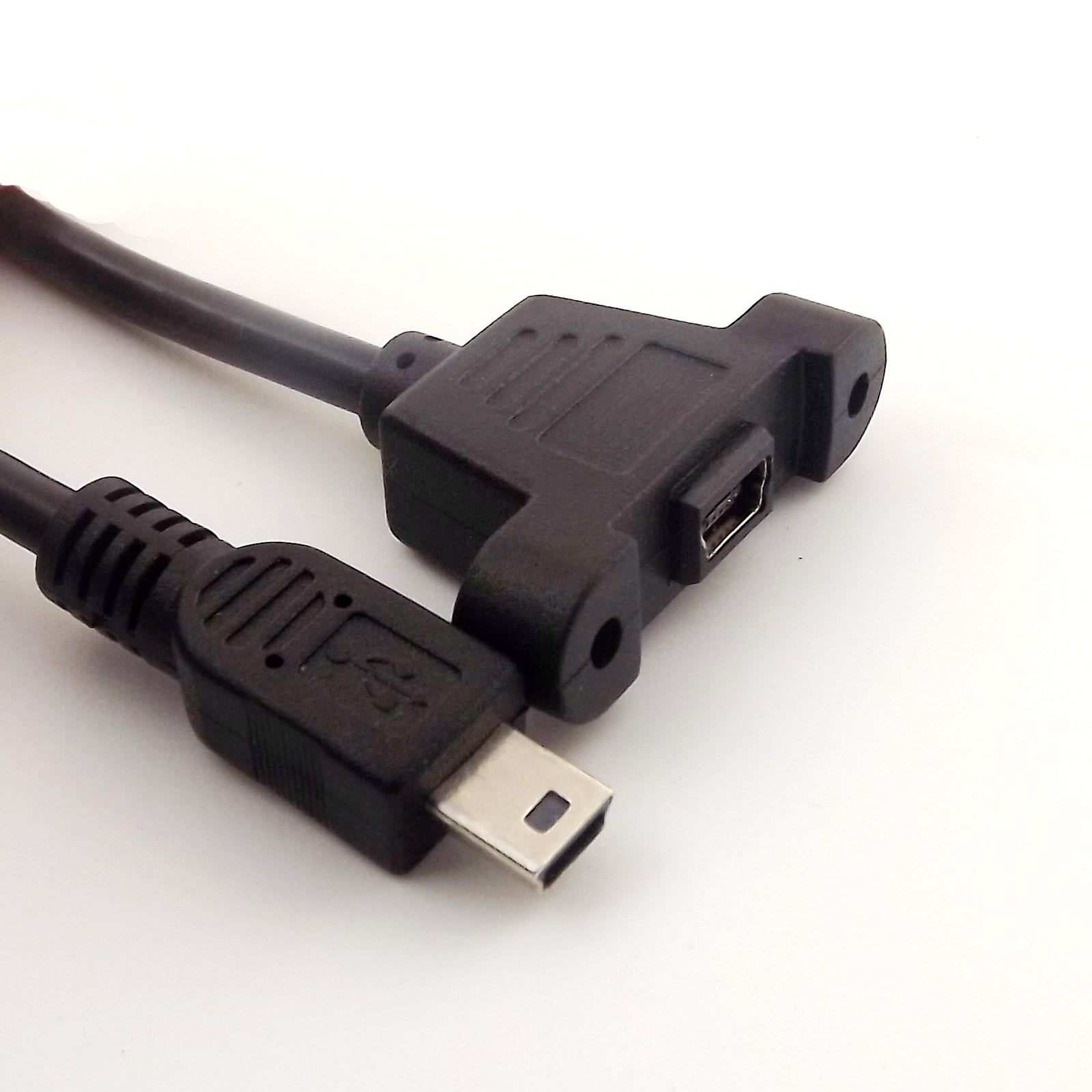 10x Mini USB 5 Pin Male to Female with Screw Hole Panel Mount Cable 50cm/1.5ft