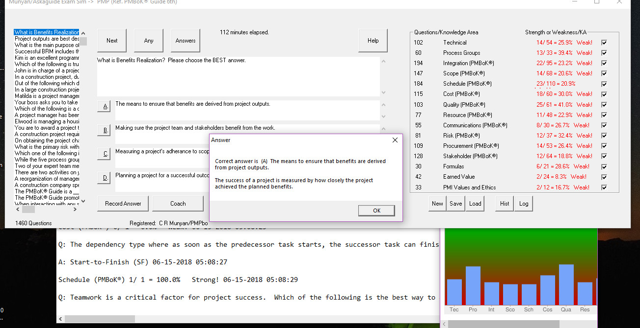 Exam Sim Software for PMP - PMI Project Management Pro, PMBoK question practice.