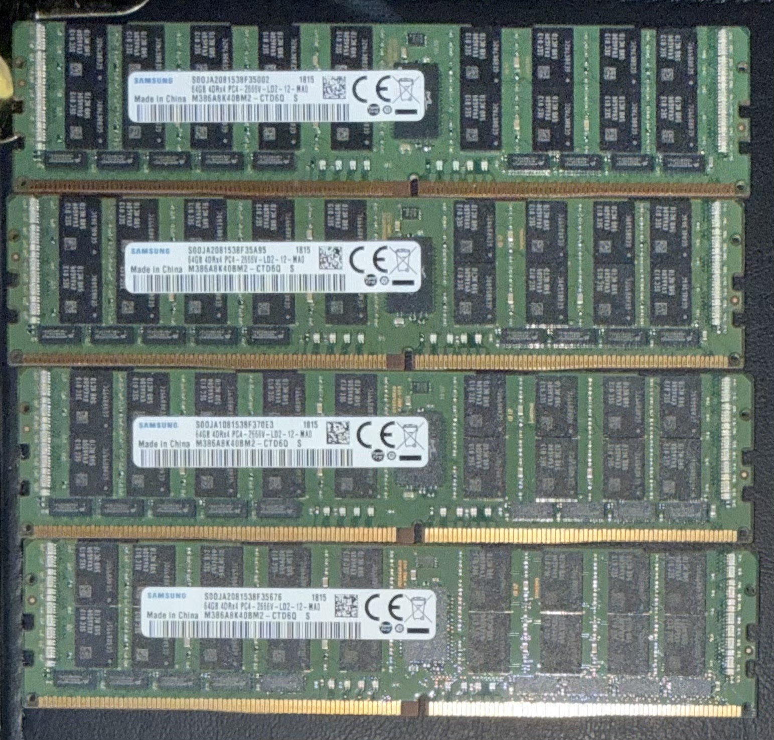 256GB 4x64GB Samsung DDR4-2666 ECC LRDIMM M386A8K40BM2-CTD6Q Server RAM