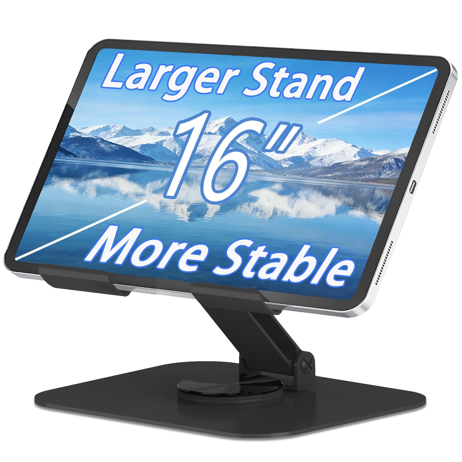 TAPMEI Large Metal Tablet Stand 360° Rotation for 416” Tablet, Black