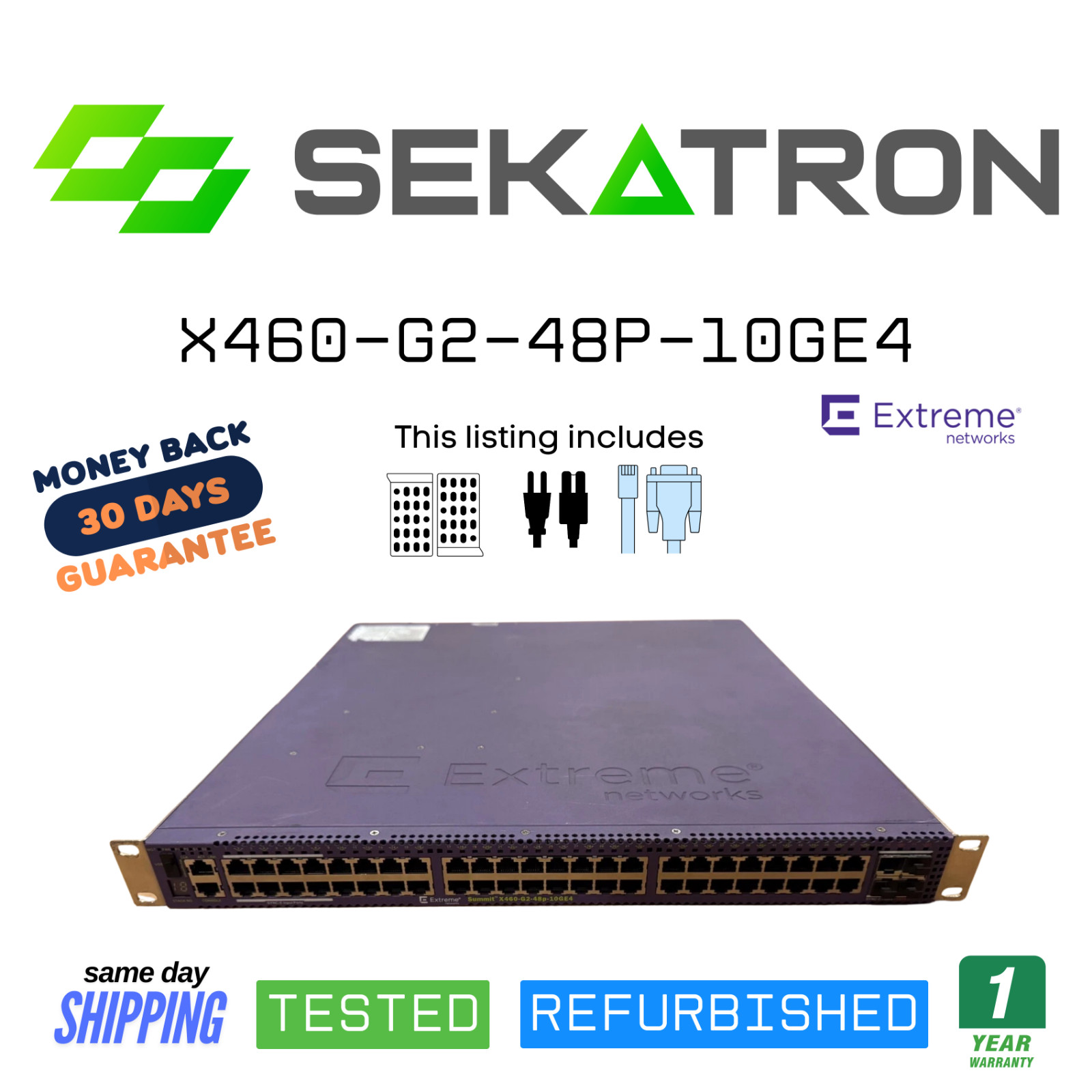 ♻️ Extreme Networks X460-G2 Series X460‑G2‑48P‑10GE4 PoE+ Switch ⚡Fast Ship