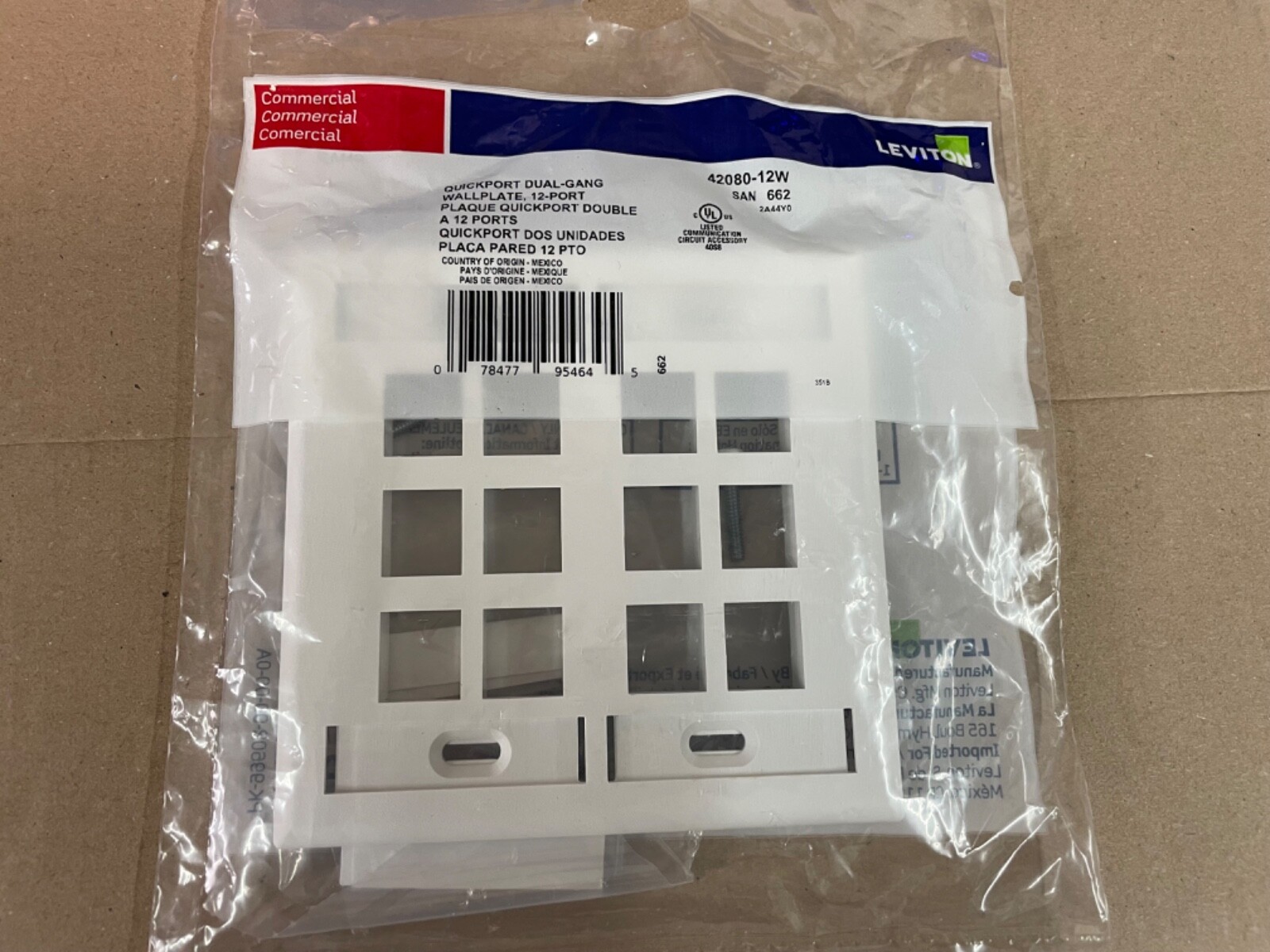 Leviton 42080-12W Quickport Wallplate, Dual Gang, 12-Port, White (qty 15)