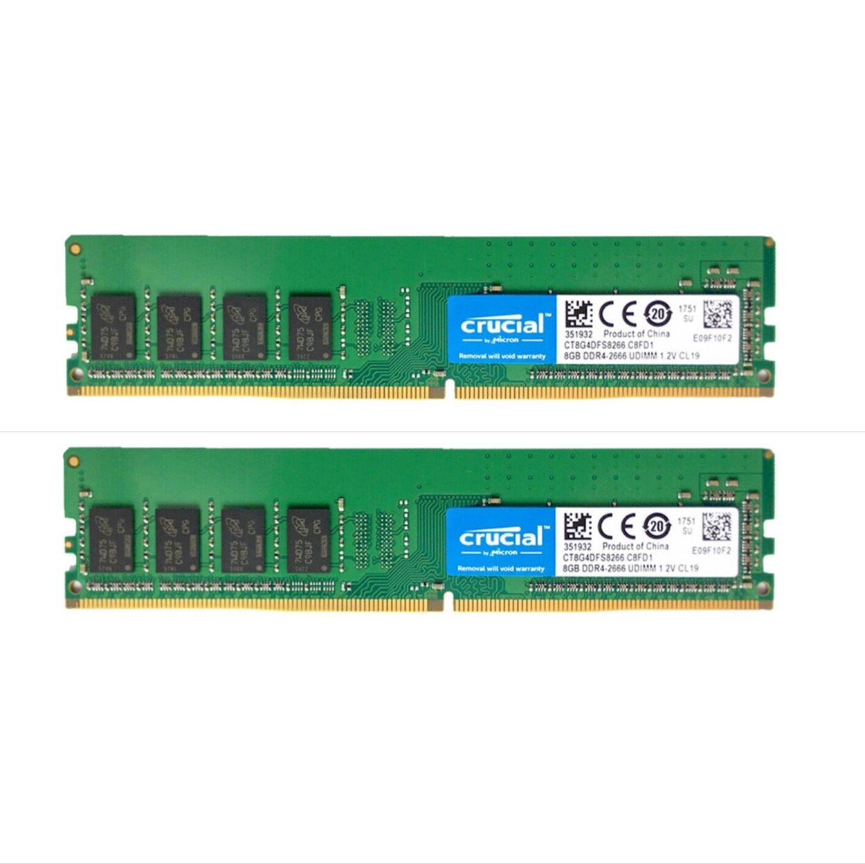 Crucial 16GB 2X8GB DDR4 2666MHz PC4-21300 UDIMM Desktop Memory Ram CT8G4DFS8266