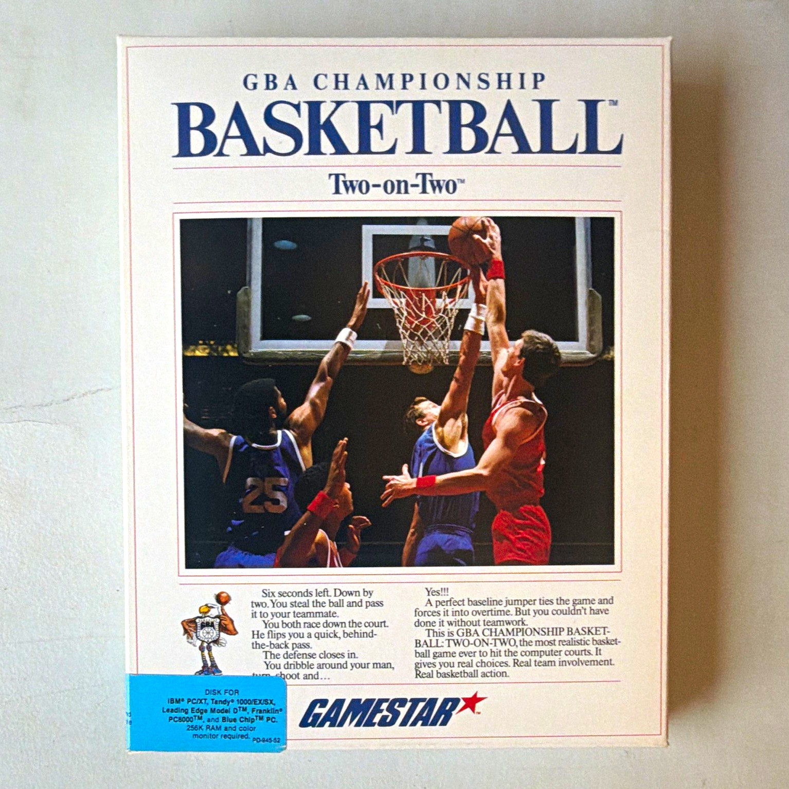 Gamestar GBA Championship Basketball Two-on-Two 5.25" Disk w/ Box & Manual