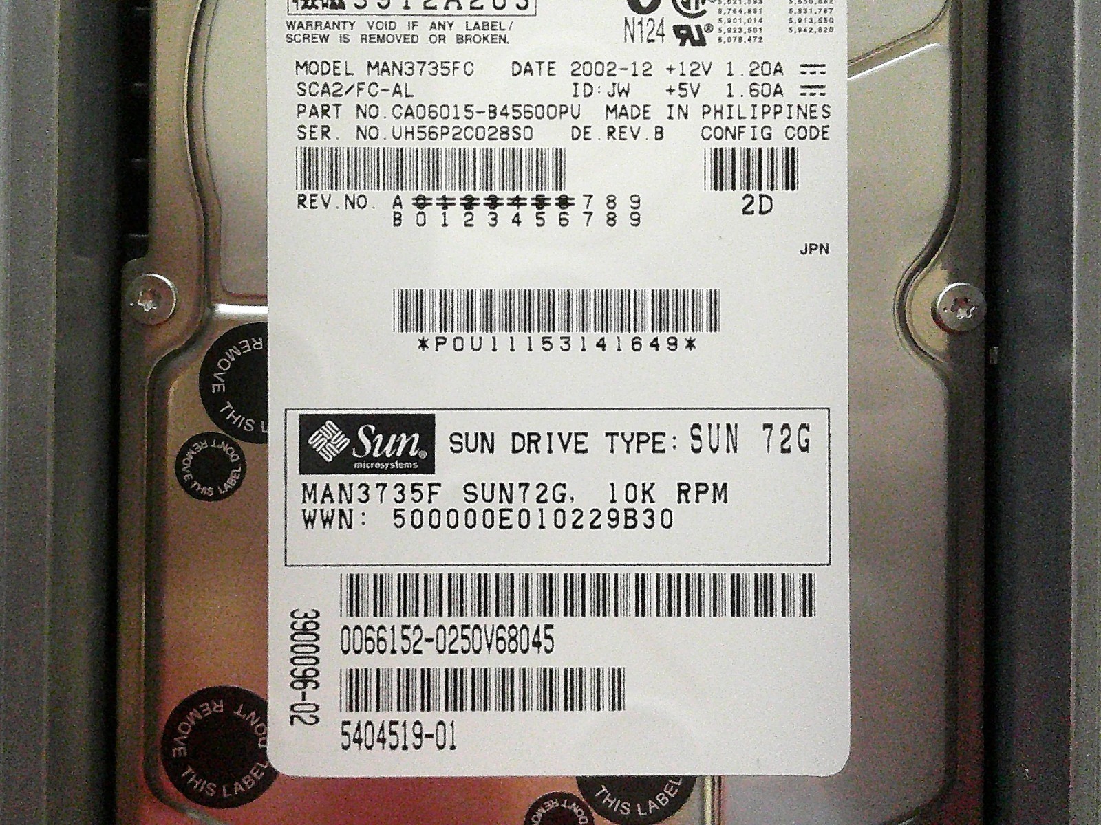 Sun 540-4519 73GB FC-AL DRIVE FOR T3 HDD Internal Hard Drive w/T3 Bracket