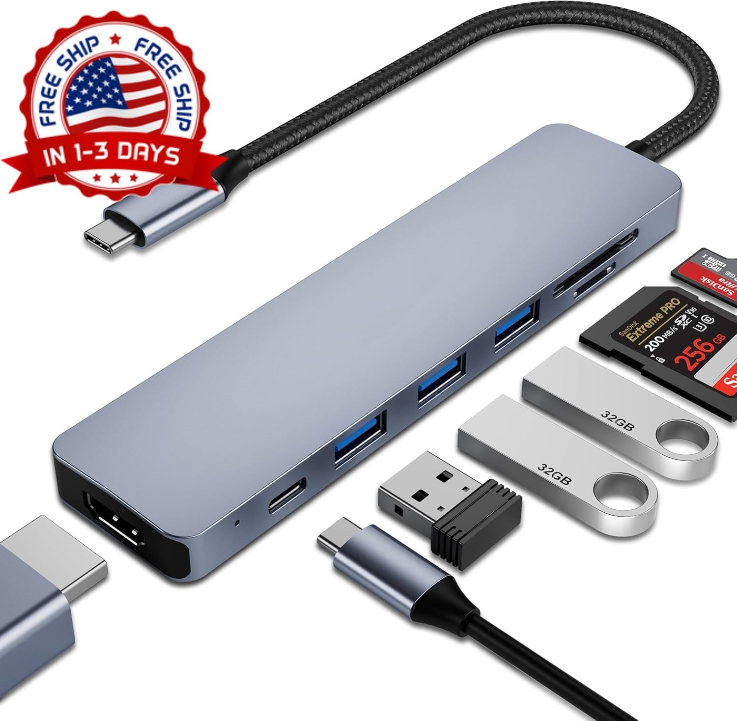 7-in-1 NUEVO Adaptador de Cable USB Tipo C (USB-C 3.0 ) a HDMI para TV