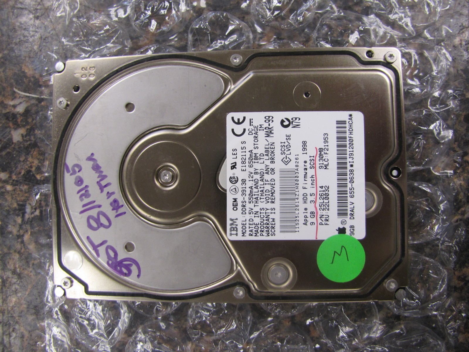 IBM SCSI DDRS-39130 9GB 68pin 25L2614 Hard Drive Apple Firmware -TESTED- NM13