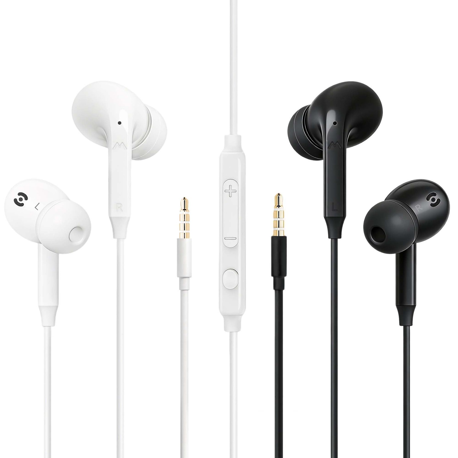 2-Pack Wired Earbuds with Universal Compatibility 3.5mm AUX Plug