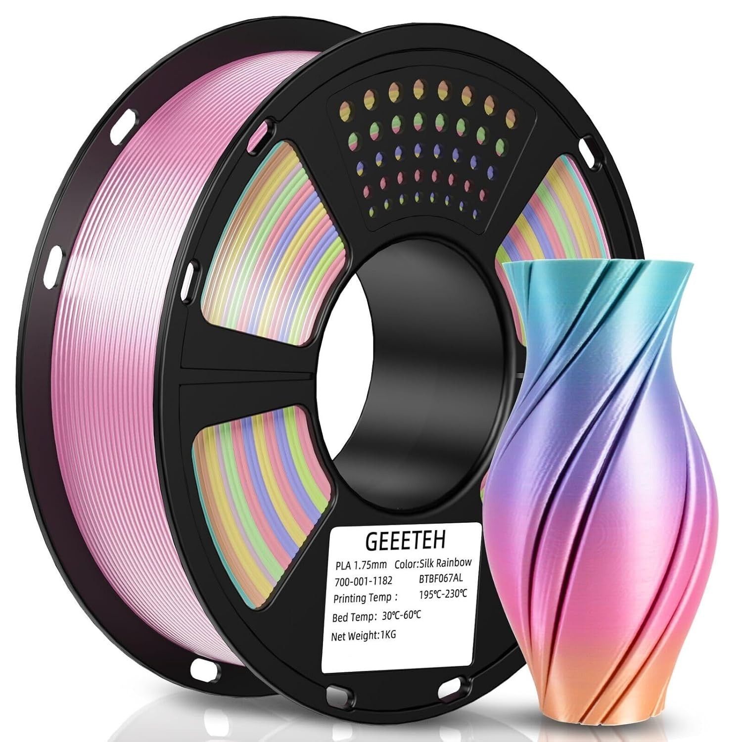 1kg 1.75mm Geeetech 3D Printer PLA Filament Silk PLA Consumables Rainbow Color