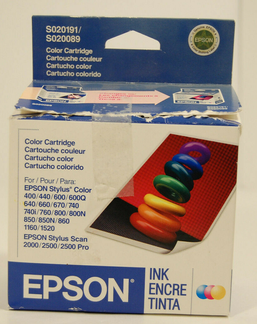 Genuine Epson S020191/S020089 Color Ink Cartridge Expired 09 2007